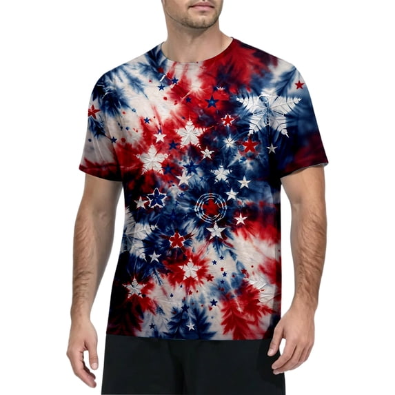 Men's Digital Camo Quick‑Dry T‑Shirt Summer Crew Neck Short Sleeve UV Protection Top for Fishing Hiking Sports Blue 2XL