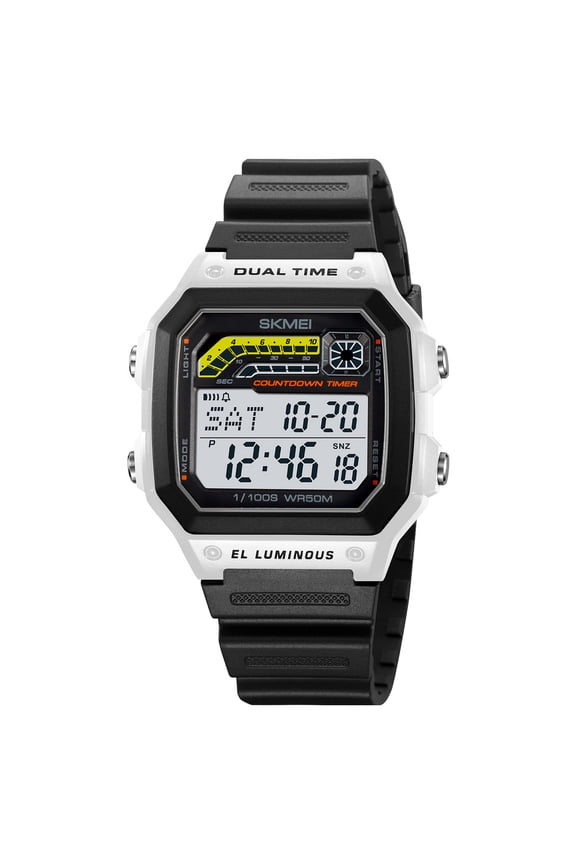 Men's Digital Multi-Function Watches Dual Time Alarm Stopwatch Countdown Backlight Waterproof Watch