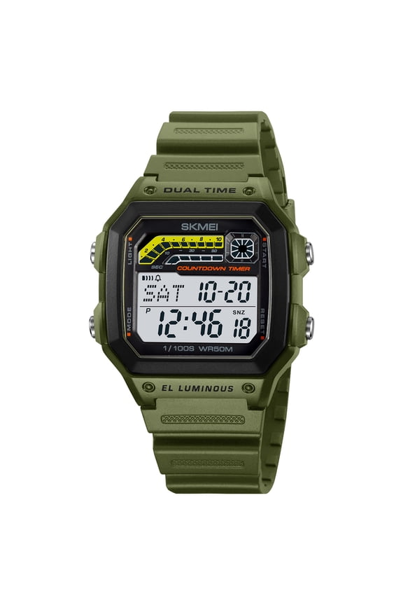 Men's Digital Multi-Function Watches Dual Time Alarm Stopwatch Countdown Backlight Waterproof Watch
