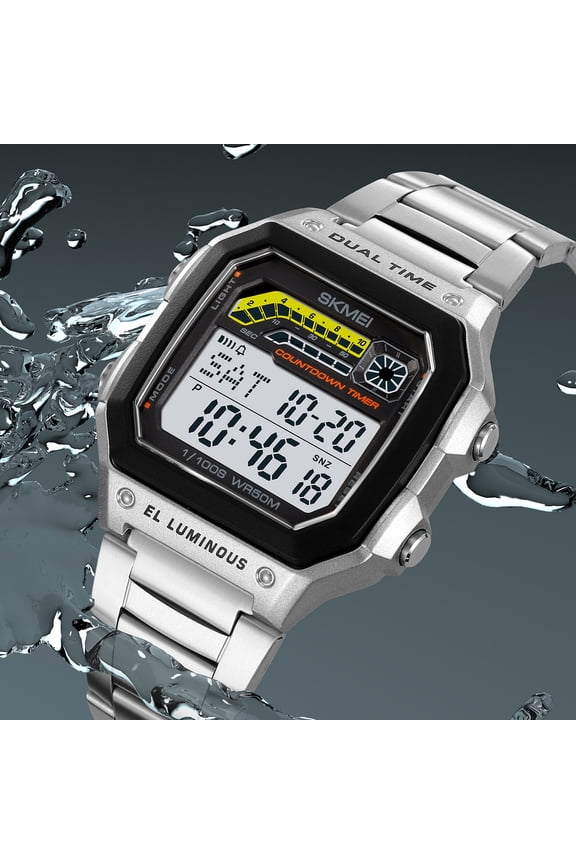 Men's Digital Multi-Function Watches Dual Time Alarm Stopwatch Countdown Backlight Waterproof Watch