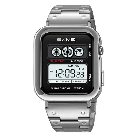 Men's Digital Multi-Function Watches Dual Time Alarm Stopwatch Countdown Backlight Waterproof Watch