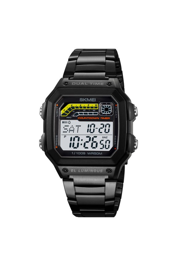 Men's Digital Multi-Function Watches Dual Time Alarm Stopwatch Countdown Backlight Waterproof Watch