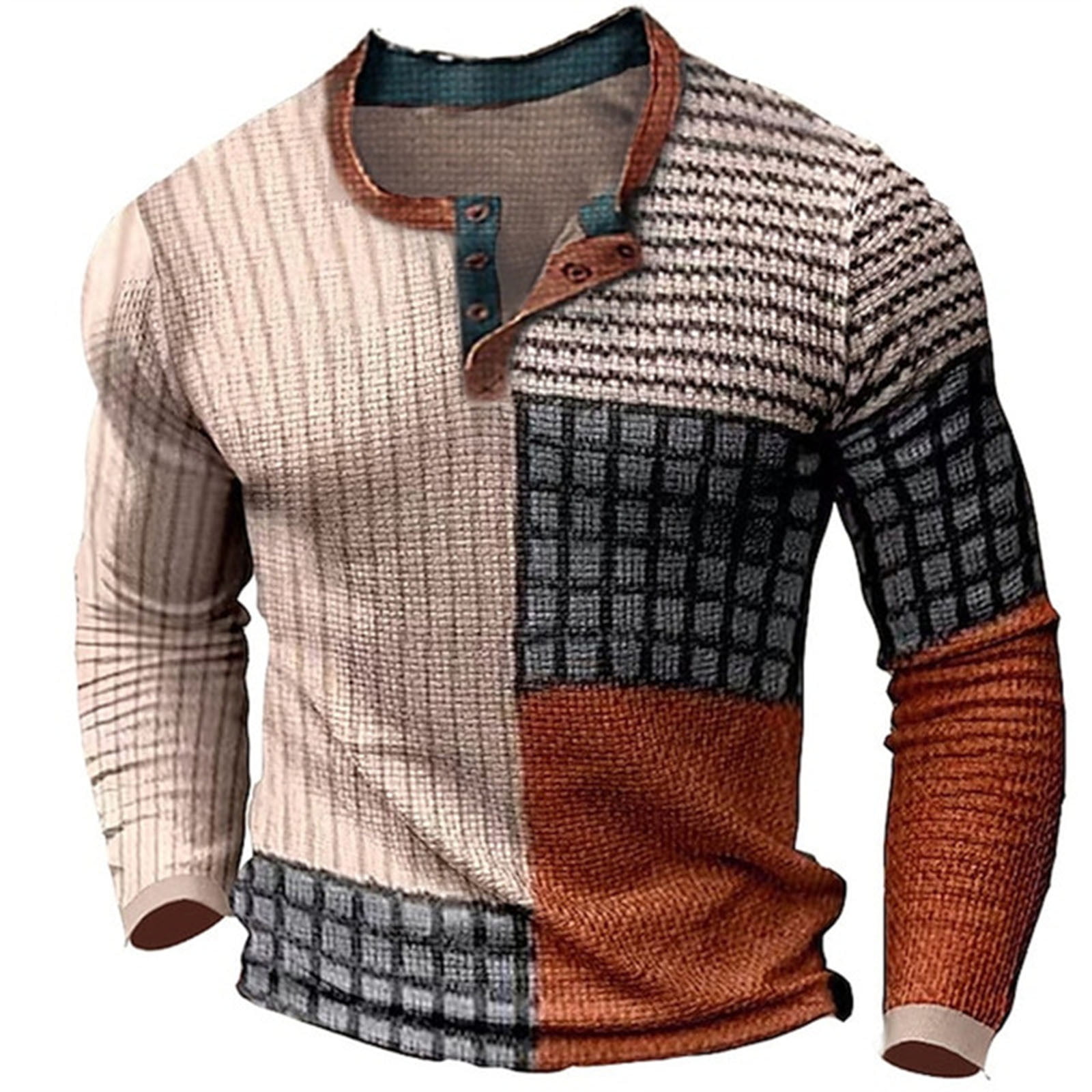 Men's Digital Printed Button Round Neck Casual Loose Fashion ...