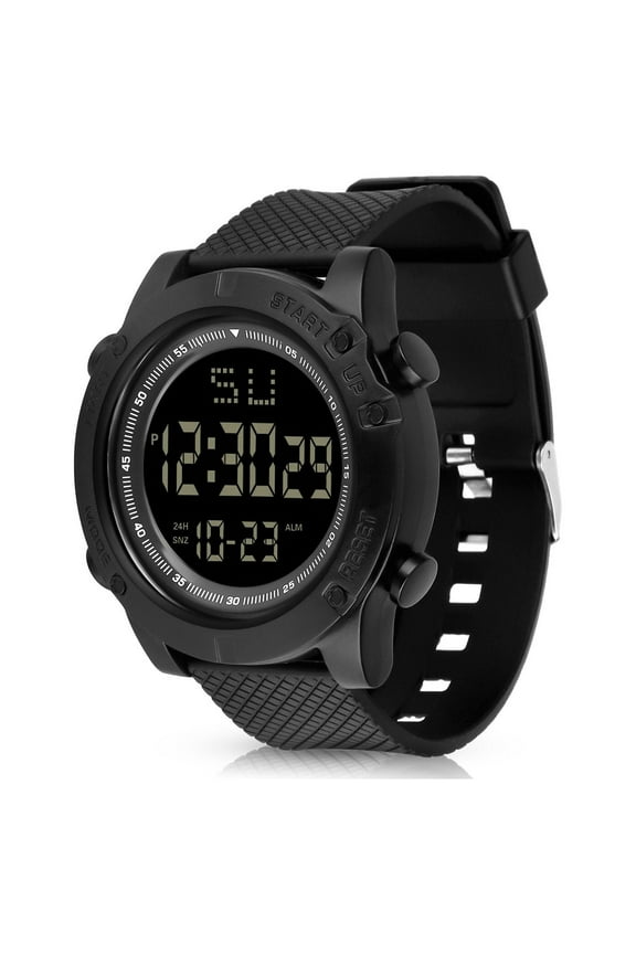 Men's Digital Sport Watch, DISEN LED Backlight Alarm Watch 30M Waterproof for Workout Travel, Black
