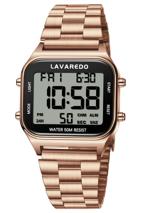 Men's Digital Sport Watch - LED Display, Stainless Steel Strap, Date, Alarm, Stopwatch,Water-Resistant Man Watch Ideal Gift for Men