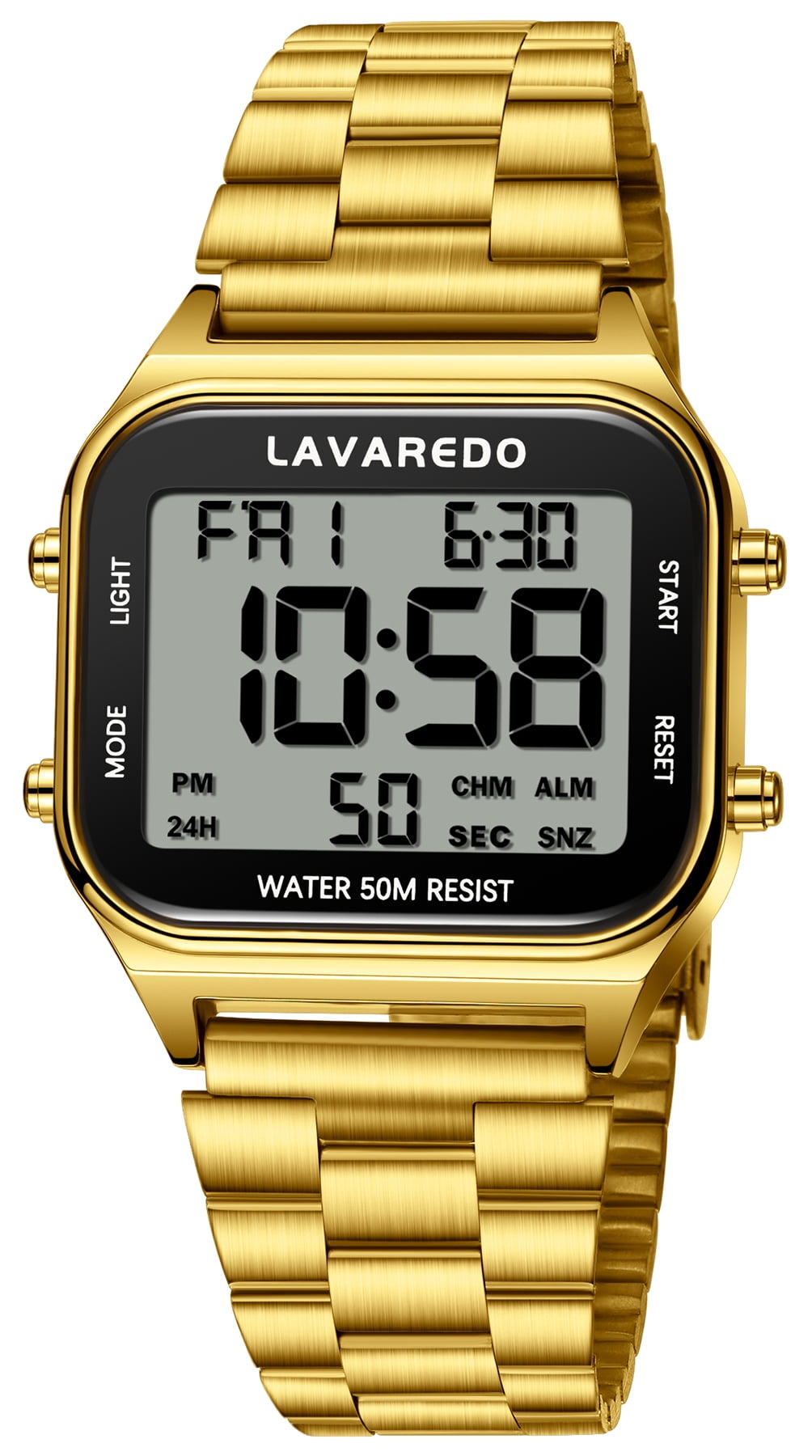 Men's Digital Sport Watch - LED Display, Stainless Steel Strap, Date, Alarm, Stopwatch,Water-Resistant Man Watch Ideal Gift for Men