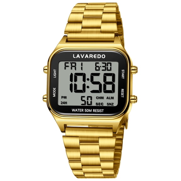 Men's Digital Sport Watch - LED Display, Stainless Steel Strap, Date, Alarm, Stopwatch,Water-Resistant Man Watch Ideal Gift for Men
