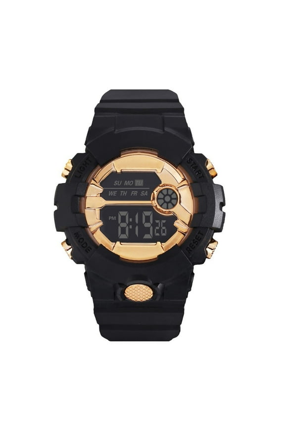Men's Digital Sport Watch under $5! Ke1Clo LCD Stopwatch Date Wristwatch with LED Light for Outdoor Activities Rubber Strap (Gold)