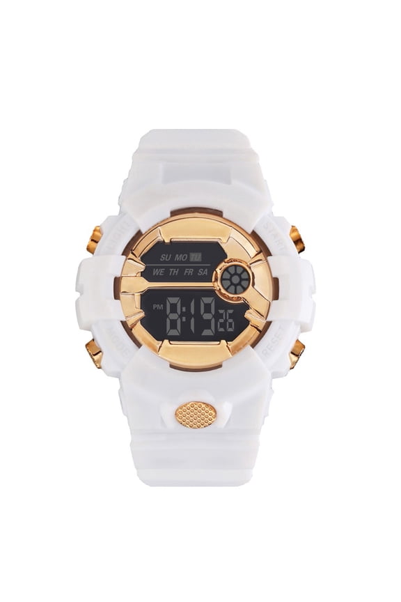 Men's Digital Sport Watch under $5! Ke1Clo LCD Stopwatch Date Wristwatch with LED Light for Outdoor Activities Rubber Strap (White)