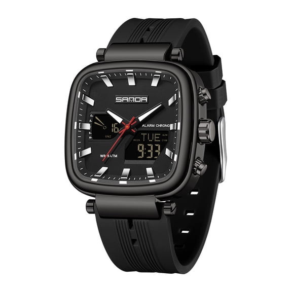 Men's Digital Sports Watch - 5ATM Waterproof Outdoor Chronograph with Countdown Timer, 3 Time Zones, Snooze Alarm, Luminous Dial for Hiking, Camping