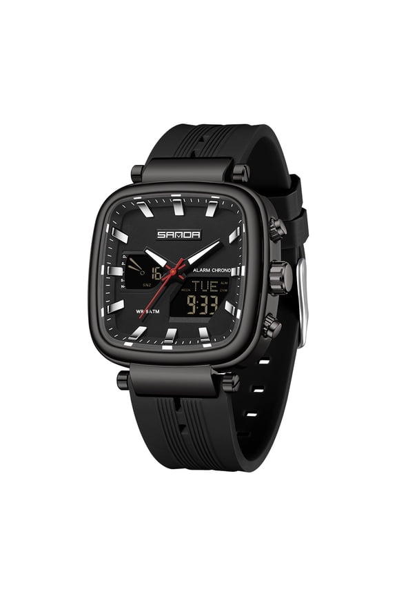 Men's Digital Sports Watch - 5ATM Waterproof Outdoor Chronograph with Countdown Timer, 3 Time Zones, Snooze Alarm, Luminous Dial for Hiking, Camping