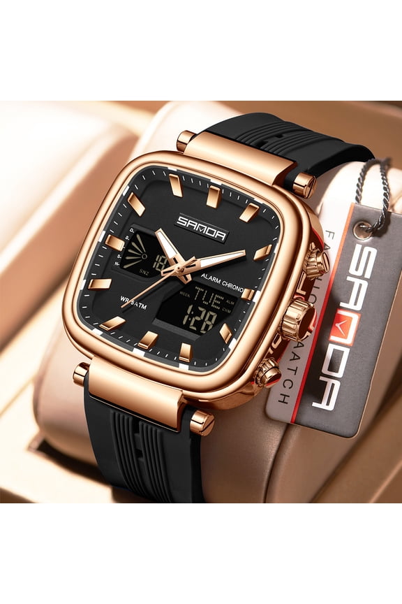 Men's Digital Sports Watch - 5ATM Waterproof Outdoor Chronograph with Countdown Timer, 3 Time Zones, Snooze Alarm, Luminous Dial for Hiking, Camping