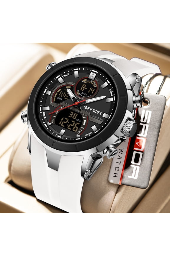 Men's Digital Sports Watch - Dual Display with Snooze Alarm, Waterproof Outdoor Chronograph with Calendar, Multi-Function Sport Watch for Hiking & Camping