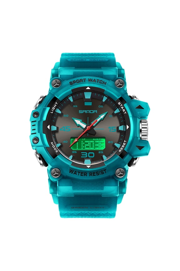 Men's Digital Sports Watch - Large Display, Multifunction, Shockproof, 5ATM Water Resistant, Stopwatch, Countdown, Alarm, Triple Time Zone, Luminous