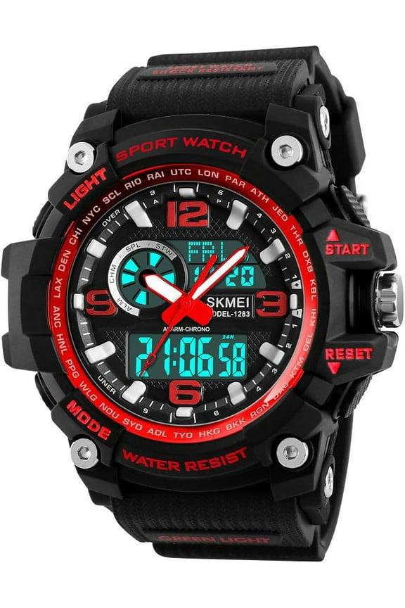Men's Digital Sports Watch, Military Waterproof Watches LED Screen Large Face Stopwatch Alarm Wristwatch