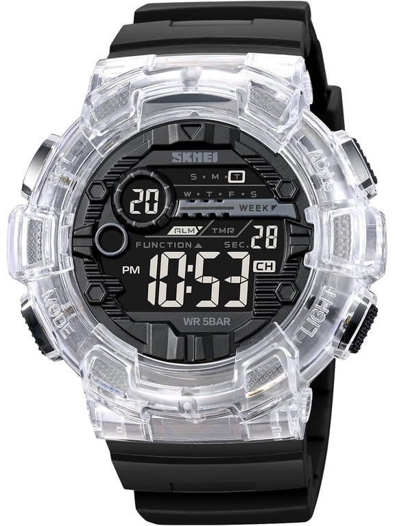 Men's Digital Sports Watch, Military Waterproof Watches LED Screen Large Face Stopwatch Alarm Wristwatch