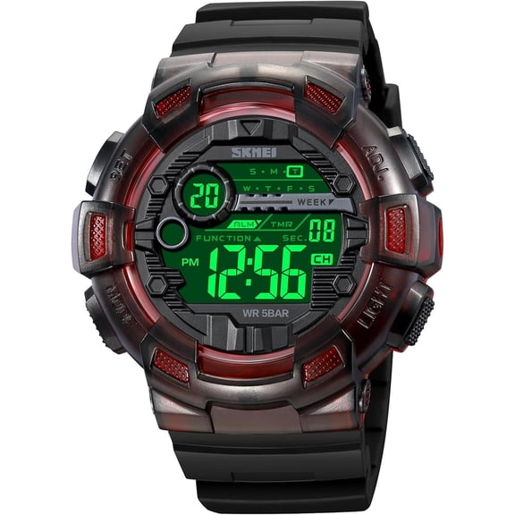 Men's Digital Sports Watch, Military Waterproof Watches LED Screen Large Face Stopwatch Alarm Wristwatch