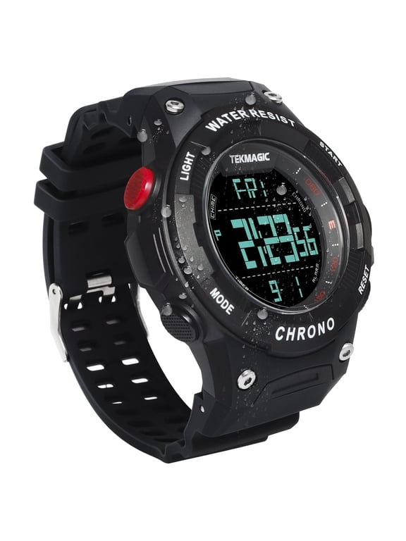 Men’s Digital Sports Watch Suitable for Swimming and Diving 10 ATM 330ft Waterproof with Backlight, Alarm Clock, Stopwatch, Calendar, Dual Time Display