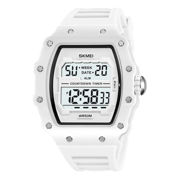 Men's Digital Sports Watch, Waterproof Barrel Shape with Large Display, Multifunction Outdoor Watch for Teens and Men
