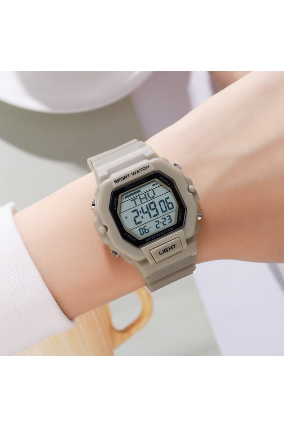 Men's Digital Sports Watch Waterproof with Luminous Display for Hiking Camping Running Swimming Outdoor(Beige-A)