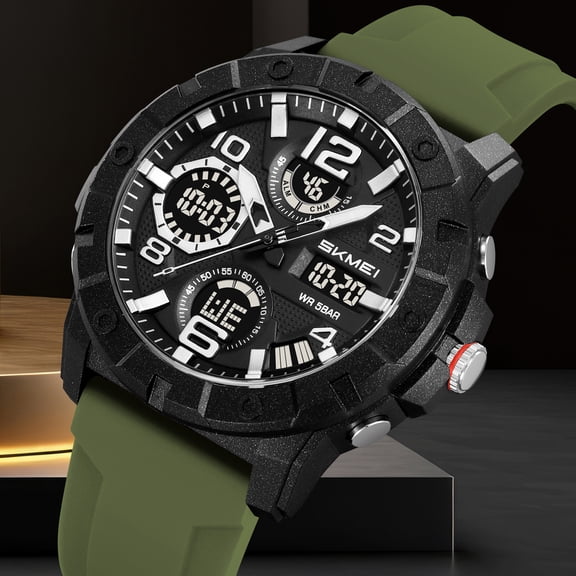Men's Digital Sports Watch With Stopwatch/Alarm/Dual Time/ LED Backlight Outdoor Sports Waterproof Watch PU Strap Gifts for Man