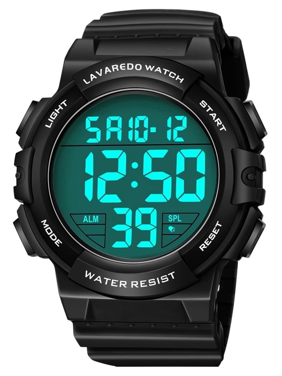 Men's Digital Sports Watch With Stopwatch/Alarm/Dual Time/ LED Backlight Outdoor Sports Waterproof Watch PU Strap Gifts for Man Christmas Gifts