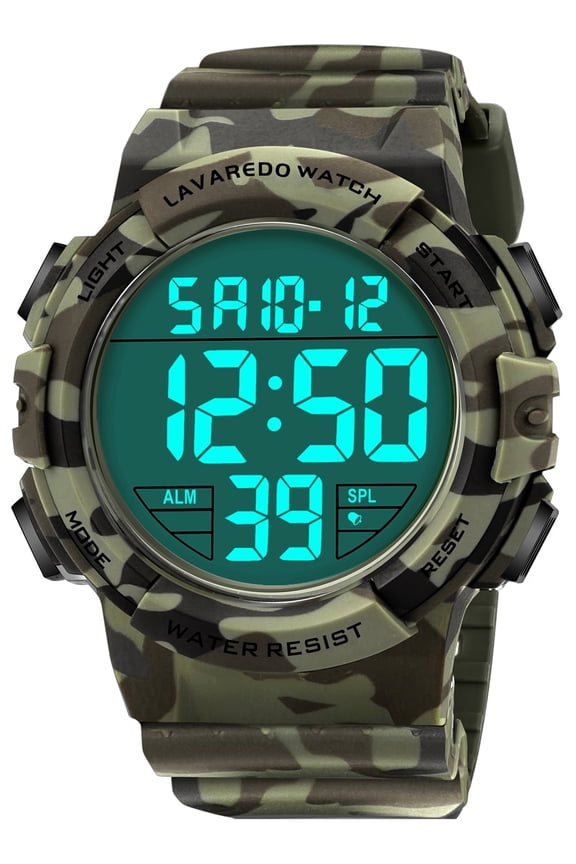Men's Digital Sports Watch With Stopwatch/Alarm/Dual Time/ LED Backlight Outdoor Sports Waterproof Watch PU Strap Gifts for Man Christmas Gifts