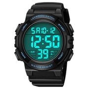 Men's Digital Sports Watch With Stopwatch/Alarm/Dual Time/ LED Backlight Outdoor Sports Waterproof Watch PU Strap Gifts for Man Christmas Gifts