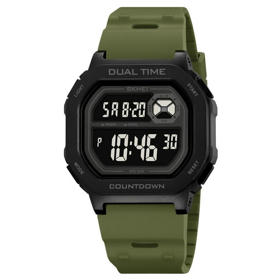 Men's Digital Sports Watch With Stopwatch/Alarm/Dual Time/ LED Backlight Outdoor Sports Waterproof Watch PU Strap Gifts for Man