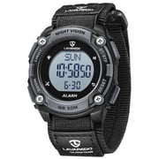 Mens Digital Watch with Nylon Strap   12/24H Time, Alarm,Stopwatch, LED Backlight Waterproof Man Watch Gift for man Fathers Day gift - BlackGrey