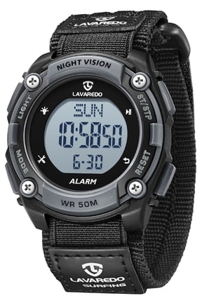 Men's Digital Watch with Nylon Strap – 12/24H Time, Alarm,Stopwatch, LED Backlight Waterproof Man Watch Gift for man Father's Day gift - BlackGrey