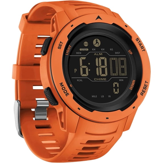 Men's Digital Watch Waterproof Pedometer Watches Sport Watch Step Counter Calorie Military Watch with Stopwatch Alarm LED Backlight Countdown
