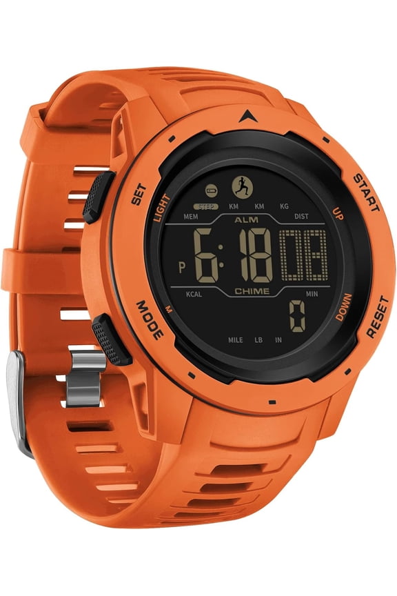 Men's Digital Watch Waterproof Pedometer Watches Sport Watch Step Counter Calorie Military Watch with Stopwatch Alarm LED Backlight Countdown