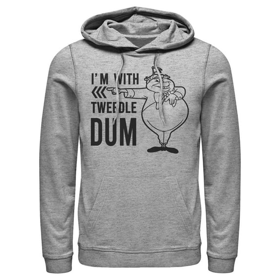 Men's Disney Alice In Wonderland I'm With Tweedledum Hoodie Color: Athletic Heather Size: M