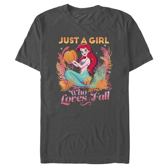 Men's Disney Ariel Just a Girl Who Loves Fall Graphic T-Shirt