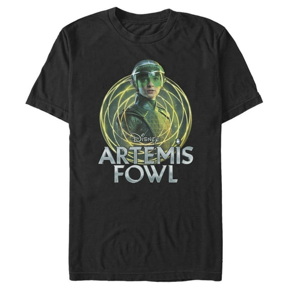 Men's Disney Artemis Fowl Captain Holly Short Swirl Graphic Tee Black Large