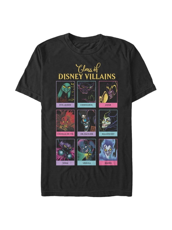 Men's Disney Class of Evil Character Yearbook Graphic Tee Black 2X Big Tall