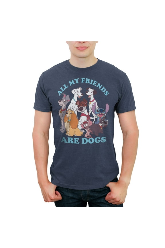 Men's Disney Classic All My Friends Are Dogs Graphic Tee Navy Blue Heather Medium