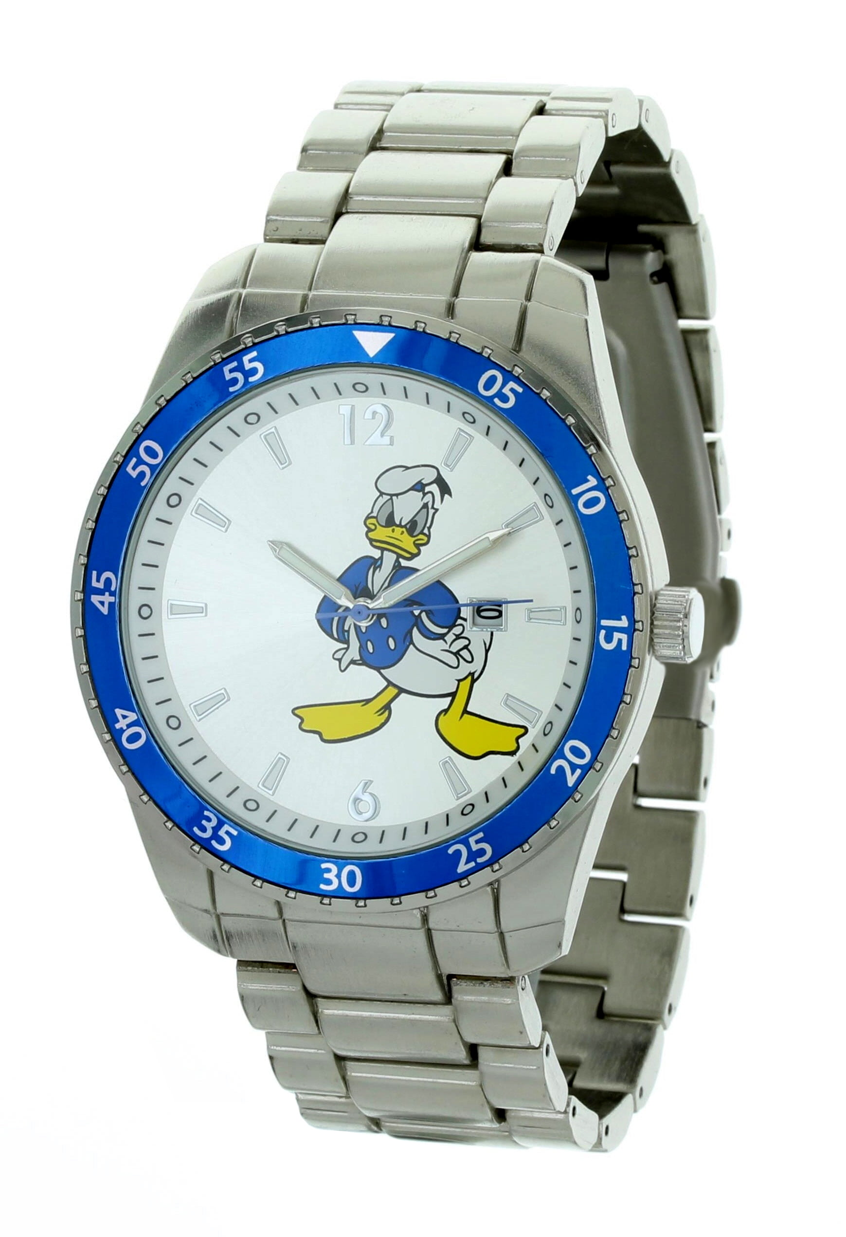 Men's Disney Donald Duck Silver Dial Metal Strap Watch With
