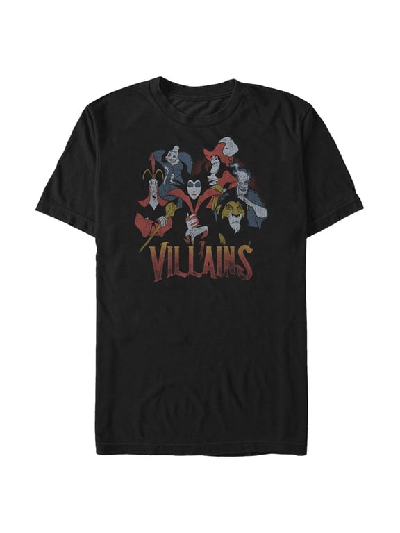 Men's Disney Evil Vintage Character Collage Graphic Tee Black 3X Large