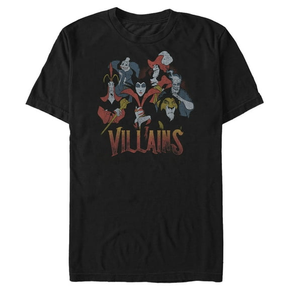 Men's Disney Evil Vintage Character Collage  Graphic Tee Black 4X Large