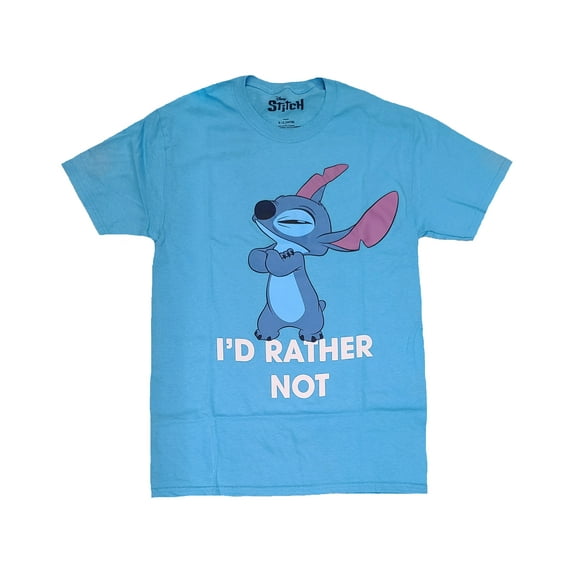 Men's Disney Lilo & Stitch I'd Rather Not Blue Graphic T-Shirt - Medium