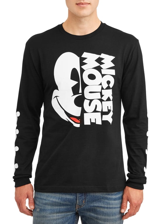 Men's Disney "Mickey Half Face" Mickey Mouse Long Sleeve Graphic Tee
