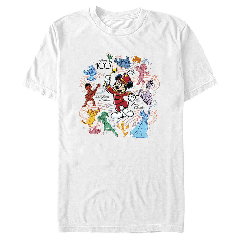 of Large White Tee Years Music Men\'s Wonder 100 2X Mickey and Mouse Graphic Disney