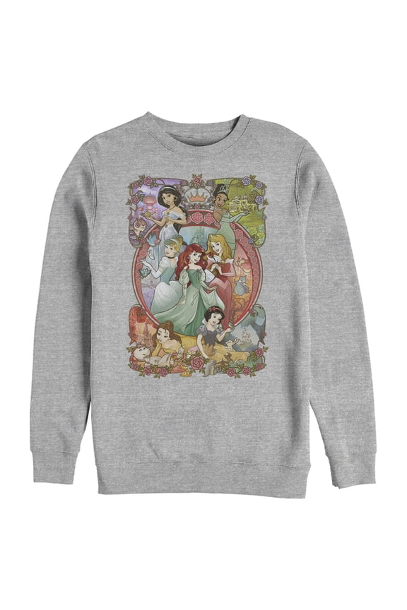 Men's Disney Princesses Vintage Collage Sweatshirt Athletic Heather 3X Large