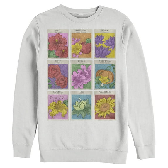 Men's Disney Princess Flower Seeds Sweatshirt White 3X Large