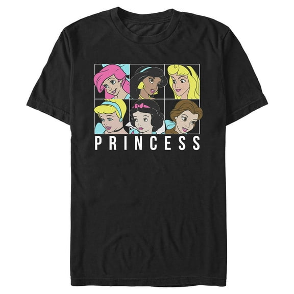 Men's Disney Princess Squares  Graphic Tee Black Medium