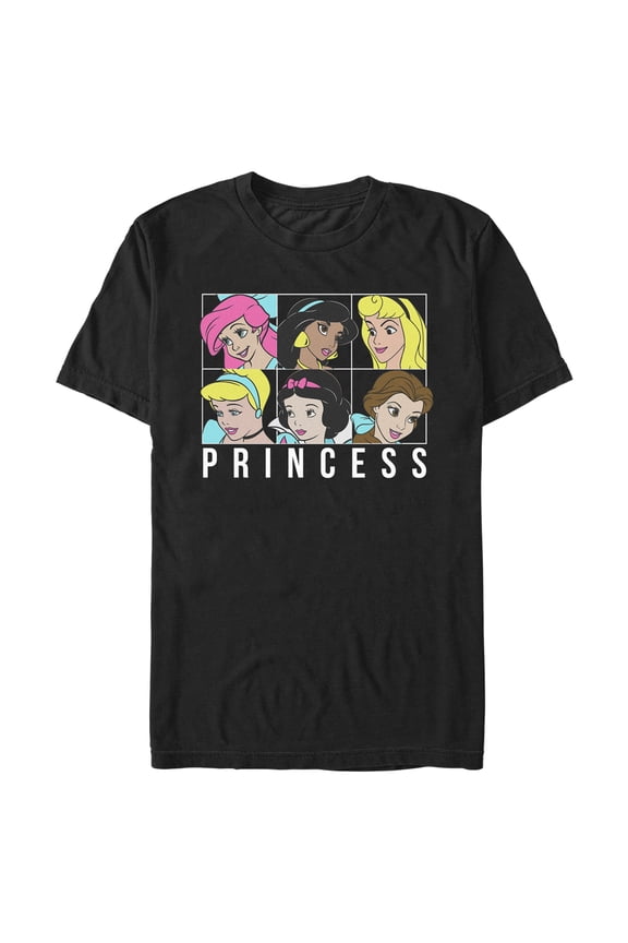 Men's Disney Princess Squares Graphic Tee Black Small