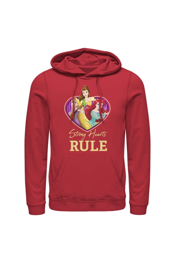 Men's Disney Princess Trio Strong Hearts Rule Hoodie Color: Red Size: XL