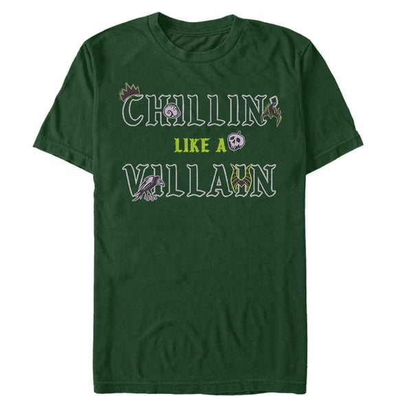 Men's Disney Princesses Chillin' Like a Villain Icons  Graphic Tee Dark Green 2X Large